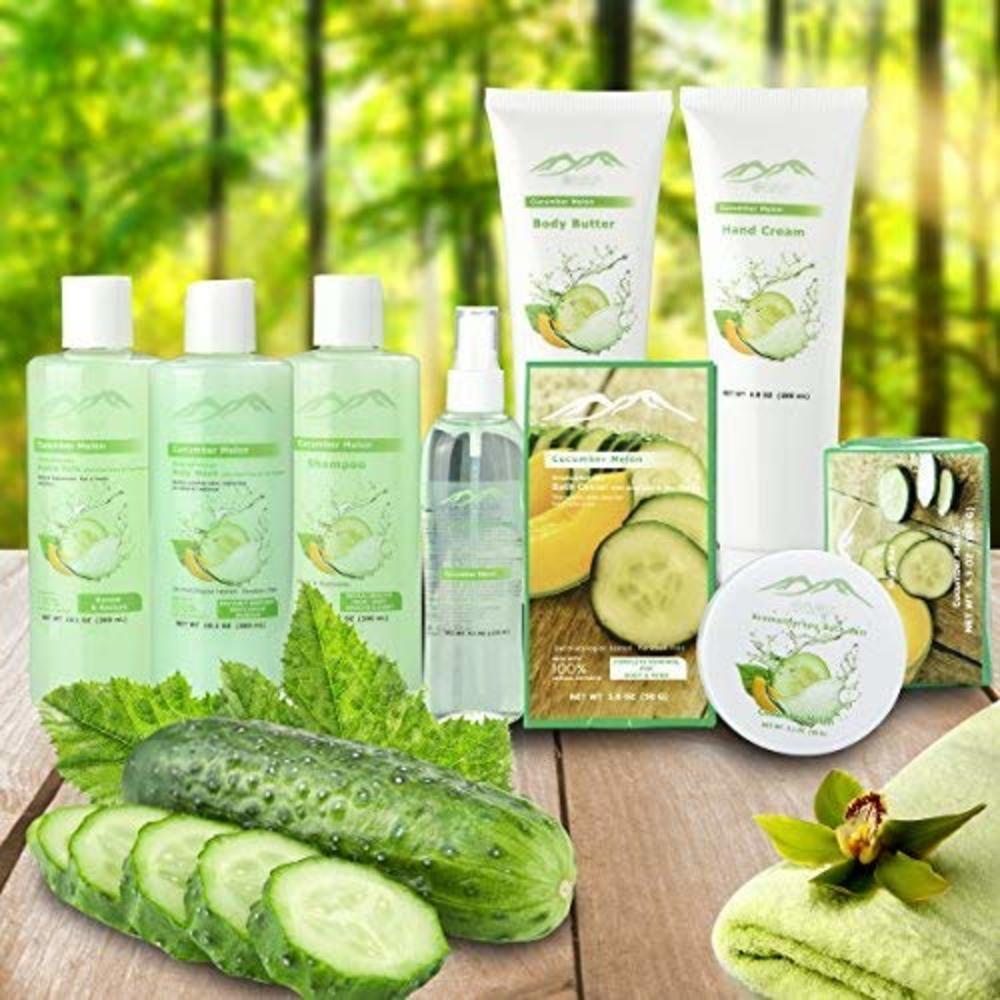 Purelis Spa Gift Baskets And Beauty Gift Basket - Melon Cucumber Spa Kit Bed and Bath Body Works Gift Baskets for Women & Men!Relaxing B