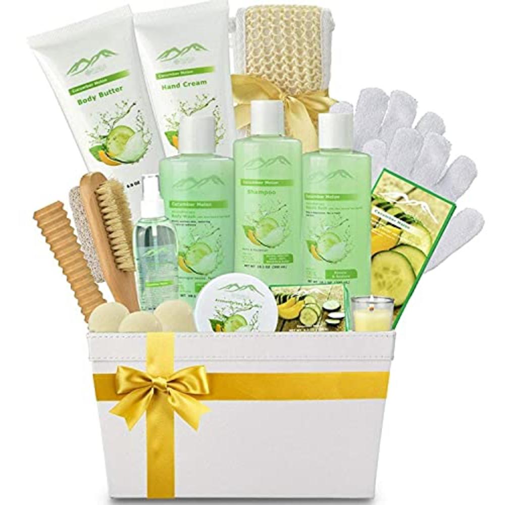 Purelis Spa Gift Baskets And Beauty Gift Basket - Melon Cucumber Spa Kit Bed and Bath Body Works Gift Baskets for Women & Men!Relaxing B