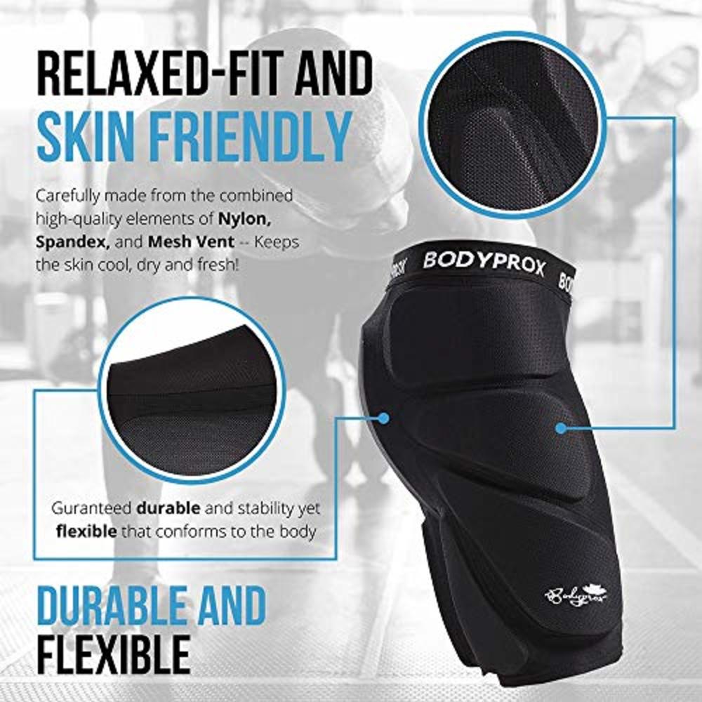 Bodyprox Protective Padded Shorts for Snowboard,Skate and Ski,3D Protection  for Hip,Butt and Tailbone Large