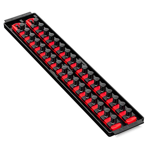 Ernst Manufacturing 19-Inch Socket Boss 2-Rail 1/2-Inch-Drive Socket Organizer, Red (8454)