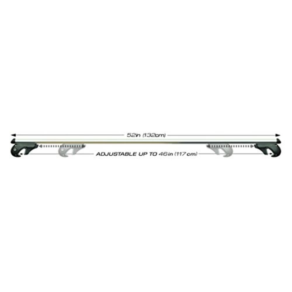 CargoLoc 2-Piece 52" Aluminum Roof Top Cross Bar Set – Fits Maximum 46” Span Across Existing Raised Side Rails with Gap – Featur