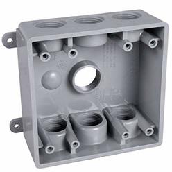 Hubbell Bell Hubbell-Bell PDB77550GY Two-Gang Weatherproof Box Seven 1/2 in. or 3/4 in. Threaded Outlets, 2 in, Gray