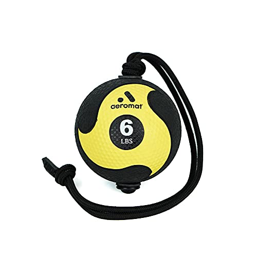 Aeromat 34521 6 lbs Elite Power Rope Medicine Ball - Black with Yellow
