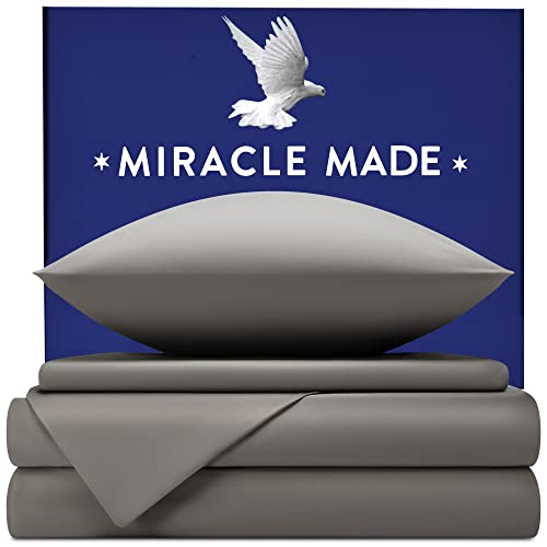 Miracle Made Extra Luxe Bed Sheets Set (Stone, Queen) 100% USA-Grown Supima  Cotton Sheets, 4 Piece Bed Sheet Set Infused with Na