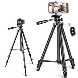 Torjim Phone Tripod, 50-inch Extendable and Lightweight Aluminum Tripod Stand with Wireless Remote Shutter, Phone clip, Portable