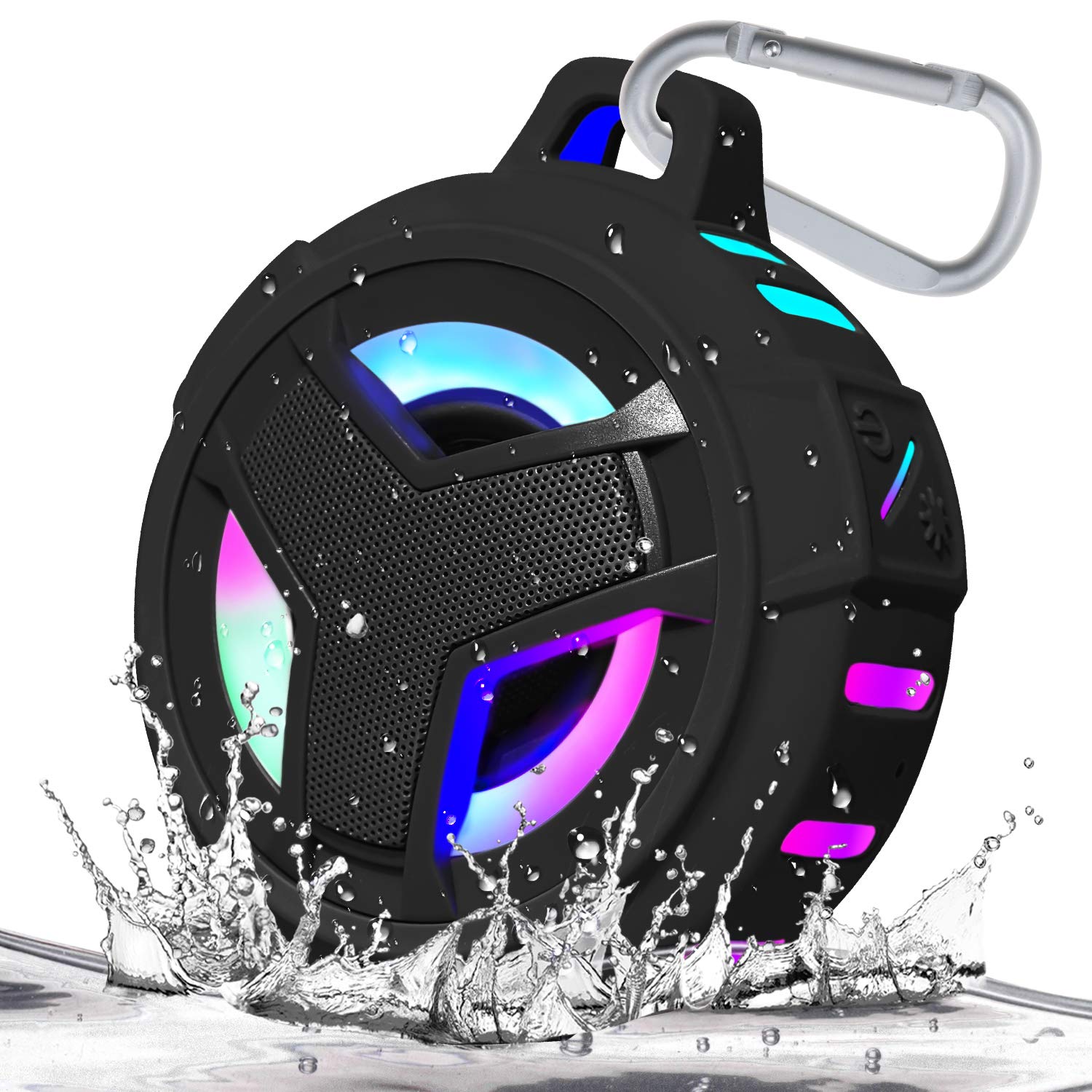 EBODA Bluetooth Shower Speaker, Portable Bluetooth Speakers, IP67 Waterproof Wireless Speaker with LED Light, Floating, 2000mAh,