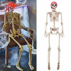 yosager 5 ft Pose-N-Stay Life Size Skeleton with glowing Eyes, Human Bones Full Body Realistic with Posable Joints, Pose Skeleto