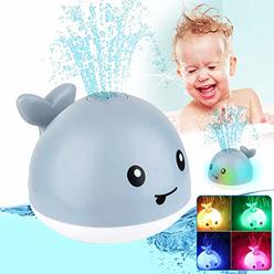 Learning Curve Whale Bath Toys, Electric Whale Water Spray Toy, Electric Induction Sprinkler Baby Light Up Bath Toy with Light and Musical