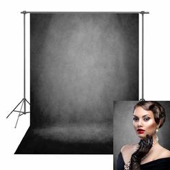 WR Black Abstract Portrait Backdrop Black gray Solid color Photography Background Adult Professional Portrait Studio Booth Props 5x