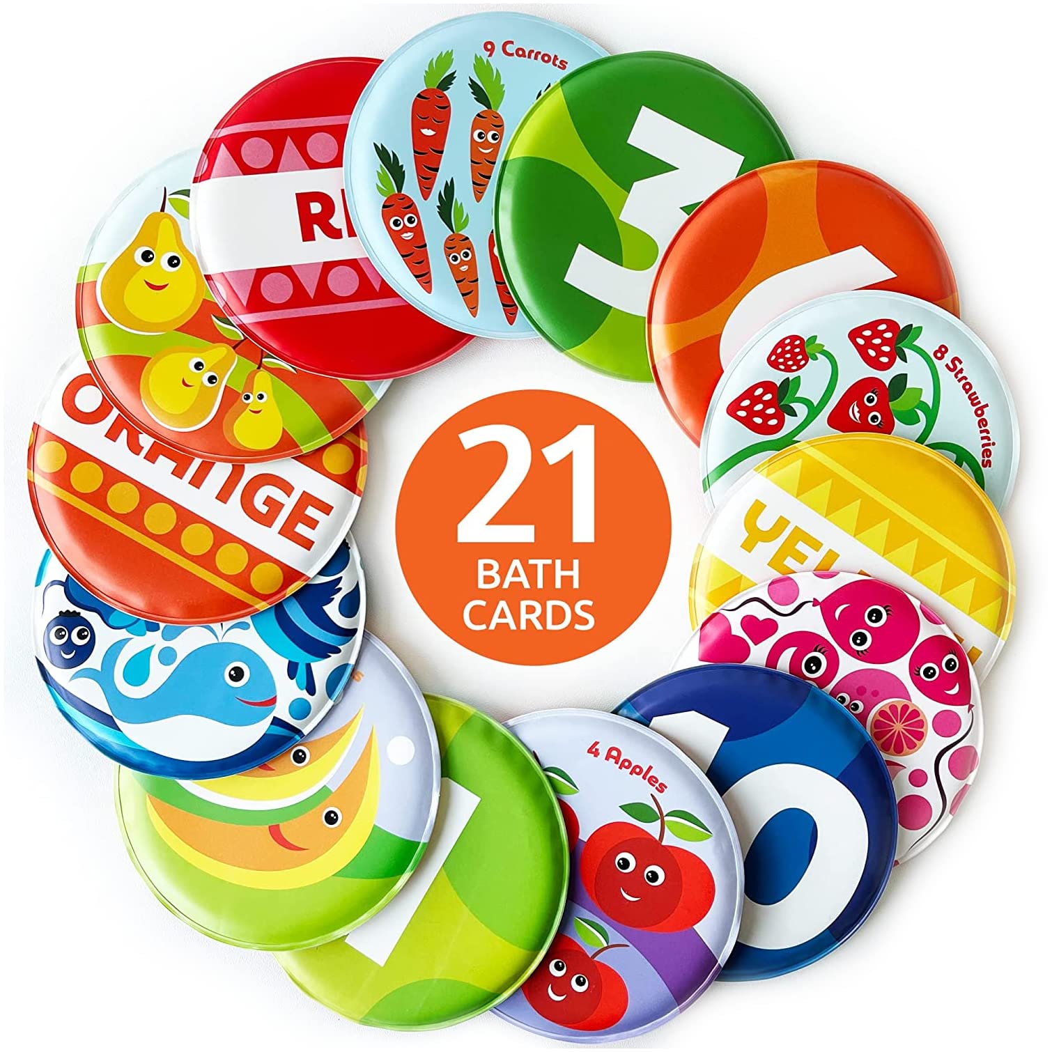 babybibi Floating Baby Flash cards for Bathtub Learn Numbers, counting and colors