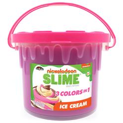 Nickelodeon Slime 3LB Ice cream Premade Slime Bucket - 3 colors-in-1 Strawberry, Vanilla and chocolate colored Slime