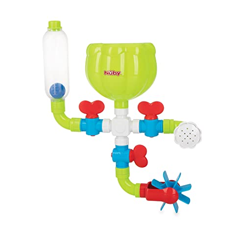 Nuby Wacky Waterworks Pipes Bath Toy with Interactive Features for cognitive Development (colors May Vary)