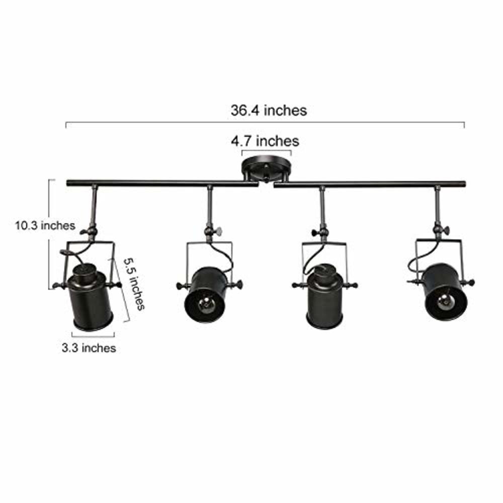 LALUZ Track Lighting Kit Semi Flush Mount Close to Ceiling Fixture with 4 Adjustable Heads, 36.4 inches, Matte Black (4-Light)
