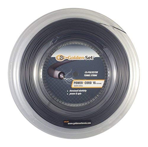 golden Set Power cord 16g (130mm), Reel (660ft200m), Polyester Tennis String  (Dark grey)