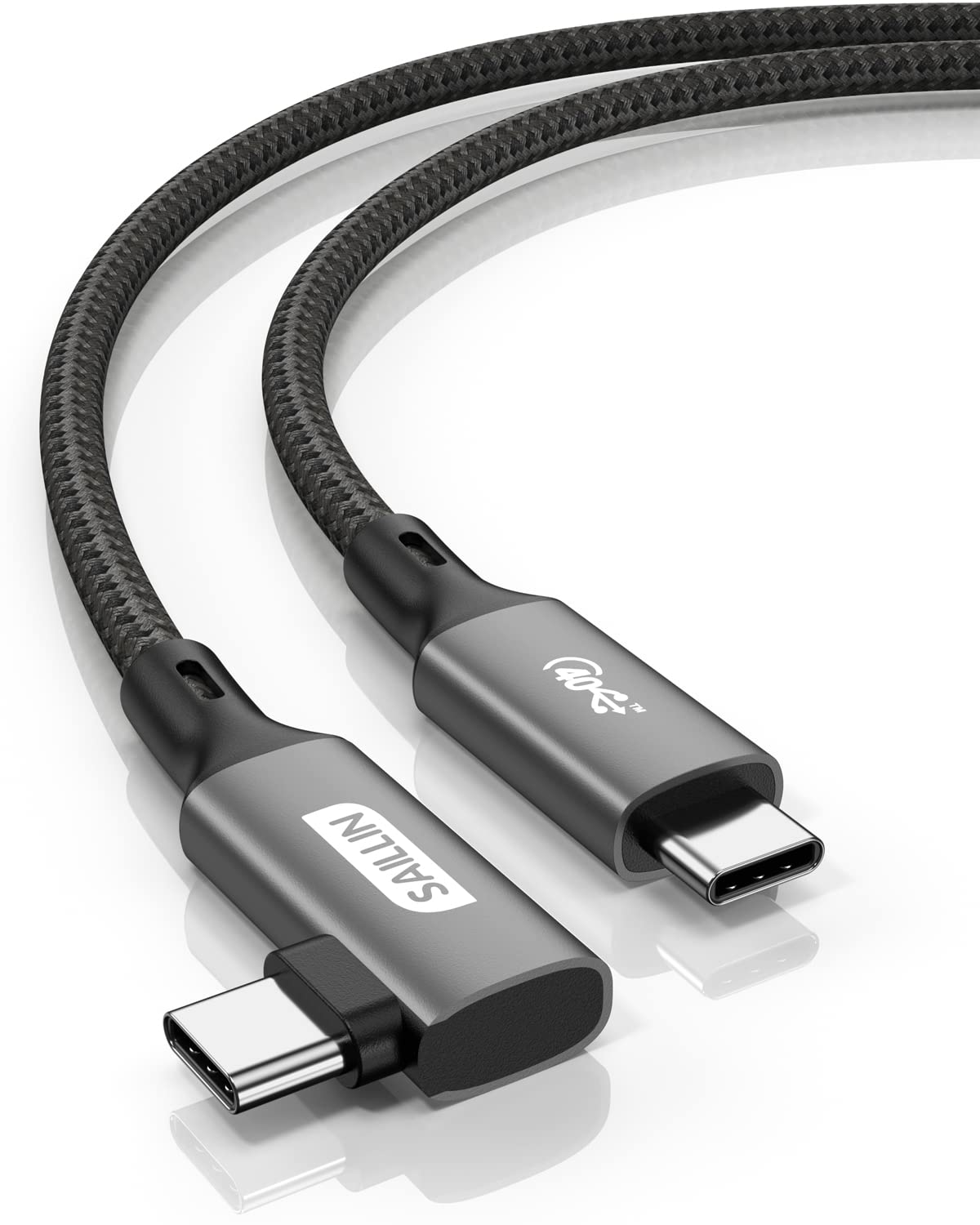 SAILLIN 6ft] Right Angle USB4 compatible with Thunderbolt 4 cable, SAILLIN 90 Degree USB4 cable 40gbps with 100W charging, 5K@60Hz or Du