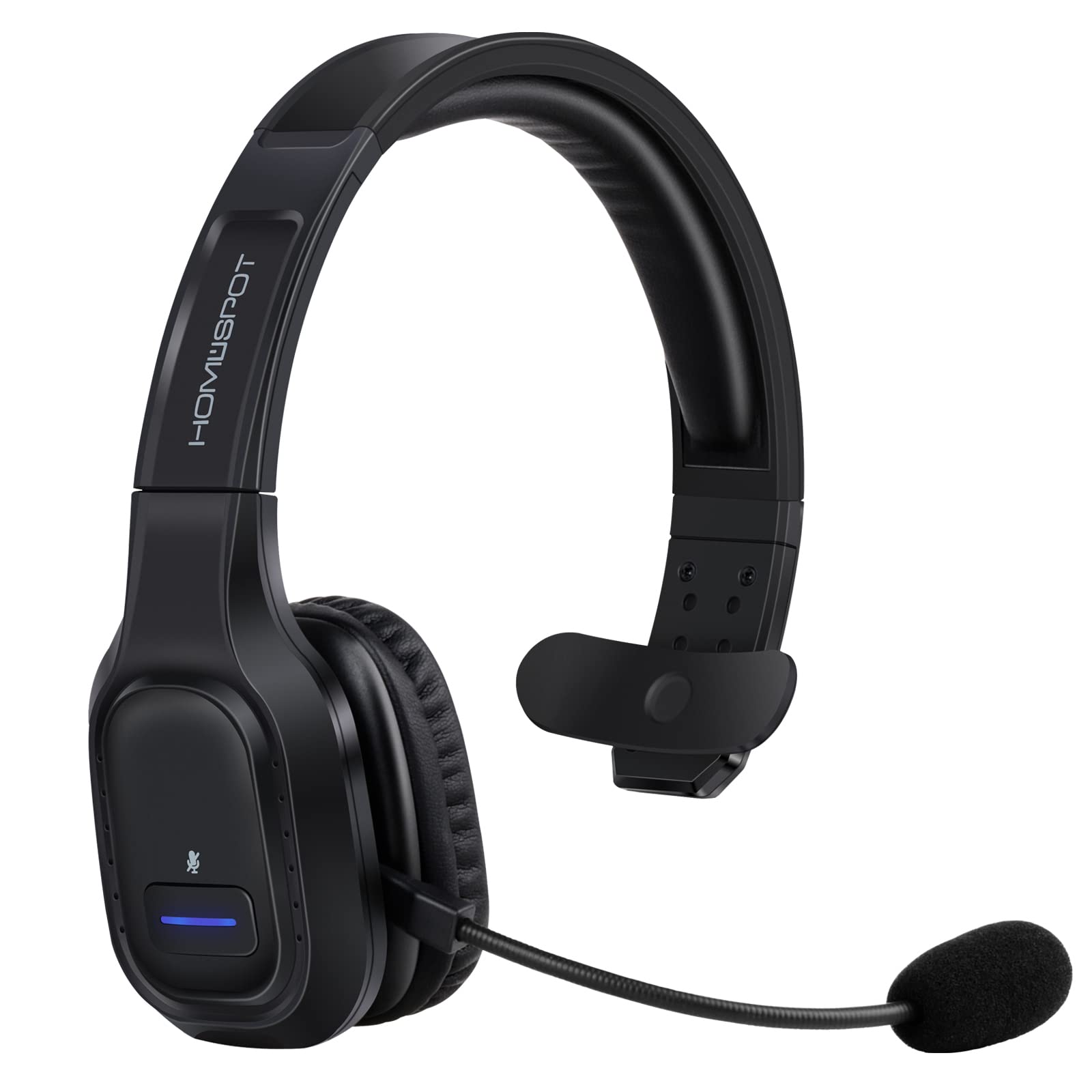 homespot jm100 trucker bluetooth headset with ai noise canceling, wireless headset with rotatable microphone and big mute but