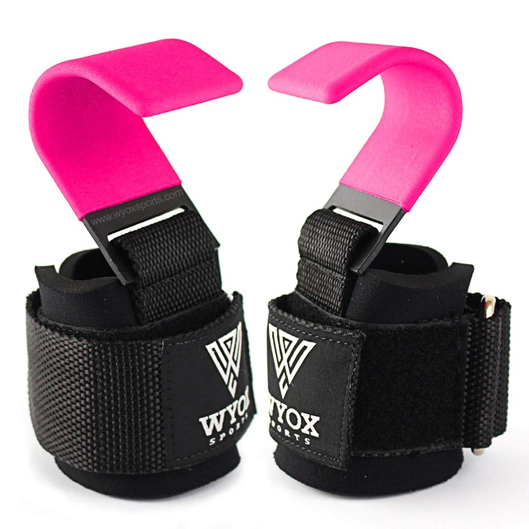 Wyox Professional Lifting Straps and Heavy Duty Hooks  7mm Think Neoprene Padded Wrist Wraps for Weightlifting Support & grip - Ideal