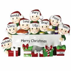 Ornaments by Elves Personalized Family Ornament 2022 - Family of 9 christmas Ornaments 2022 - christmas Dinner Table Ornament Family of 9 christmas