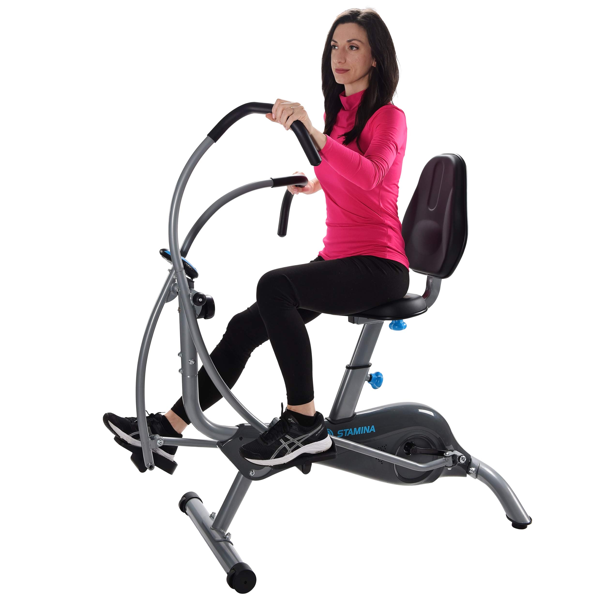 Stamina EasyStep Recumbent Stepper w Arm Exerciser - Smart Workout App - Seated cross Trainer Full Body Exercise Machine