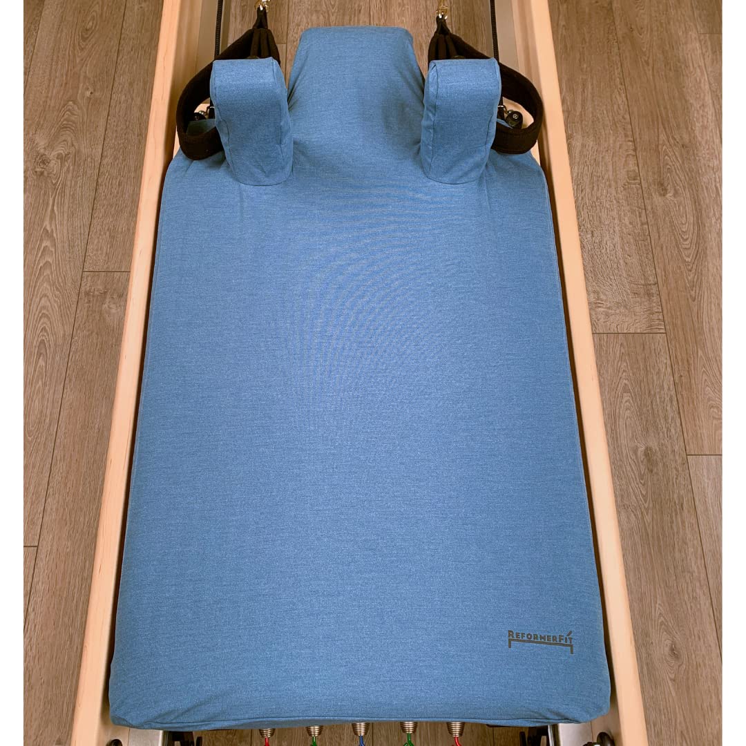 ReformerFit Pilates Towelcover with Total coverage for Most Reformer Types - The Universal - Fitted End (True Blue Denim)