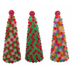 Gerson colorful gum Drop candy christmas Trees, 10 Inches Tall, Set of 3
