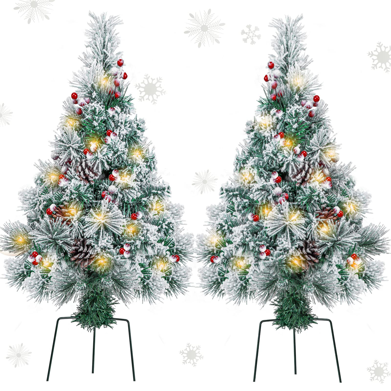 IKNHYEg Pathway christmas Tree 25FT Outdoor PreLit Flocked Snow