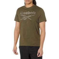 Reebok Mens Standard Big Tee, Army greencamo Logo, Large