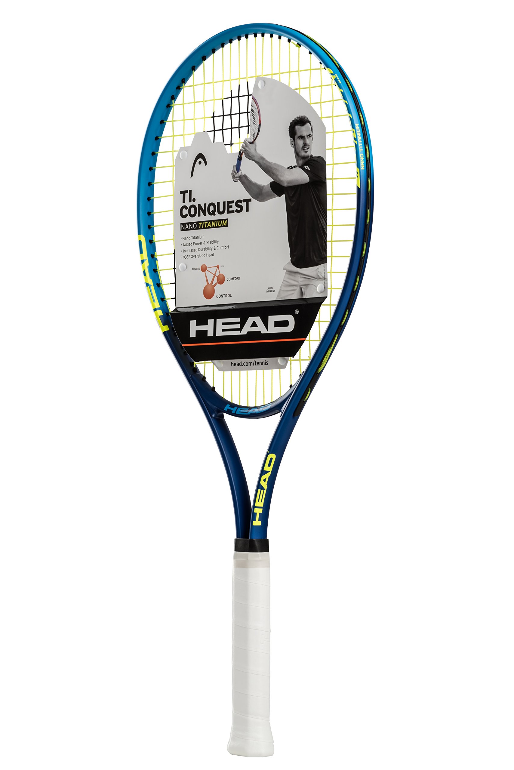 HEAD Ti conquest Tennis Racket - Pre-Strung Head Light Balance 27 Inch Racquet - 4 14 in grip