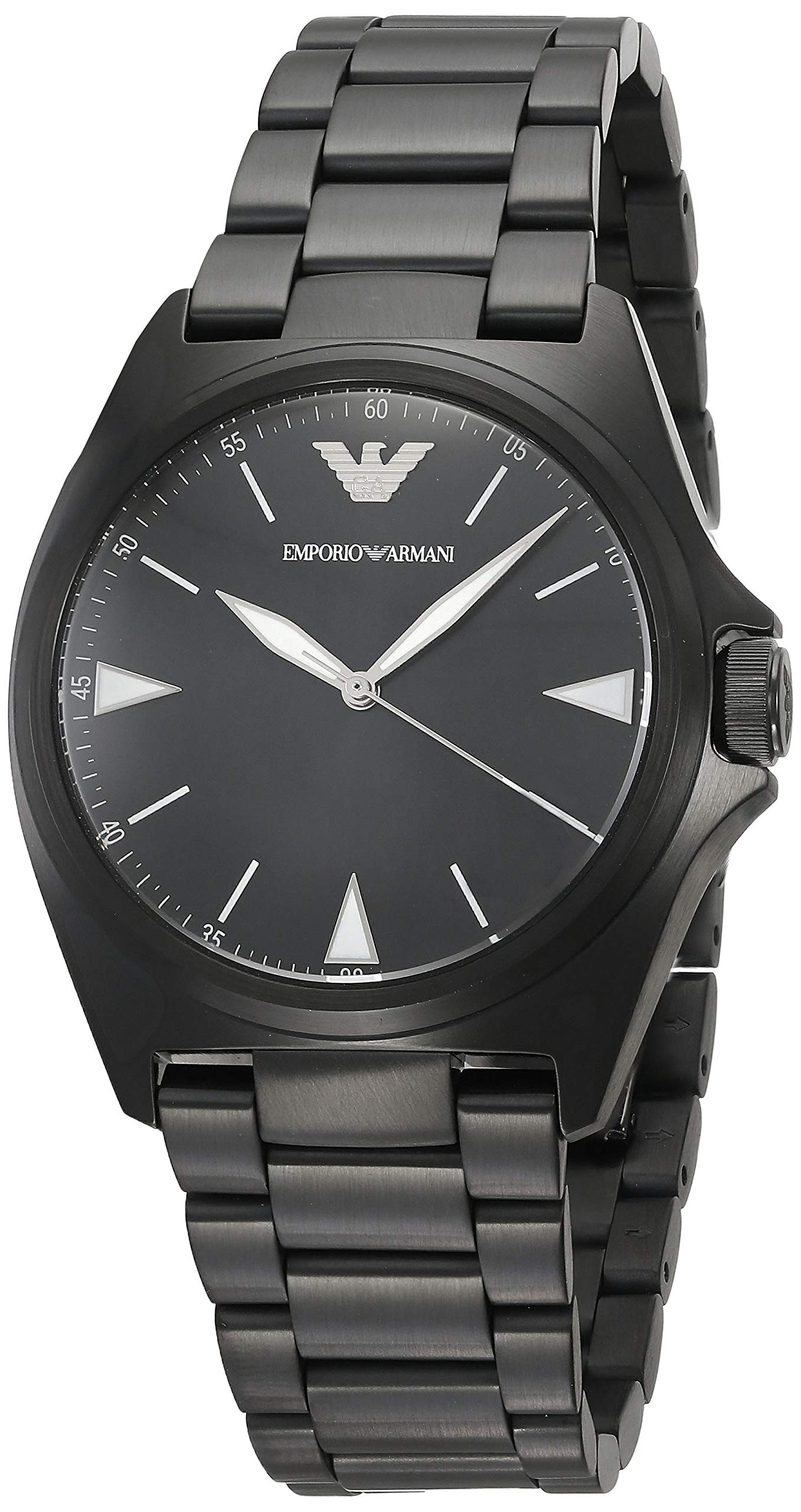 Emporio Armani Mens Three-Hand Black-Tone Stainless Steel Watch AR11257