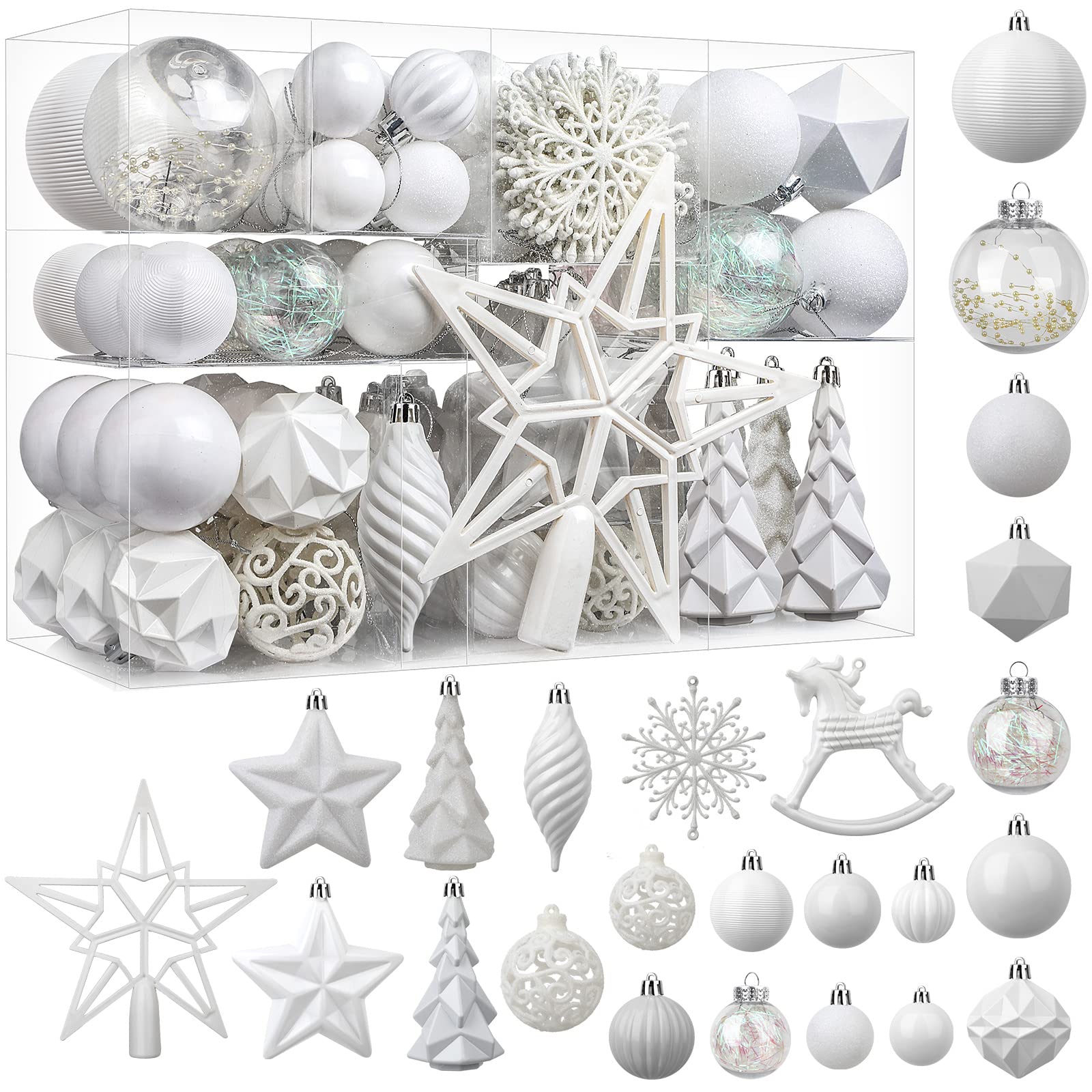 SHareconn christmas Balls Ornaments Set,Shatterproof Plastic Decorative Baubles for Xmas Tree Decor Holiday Wedding Party Decora