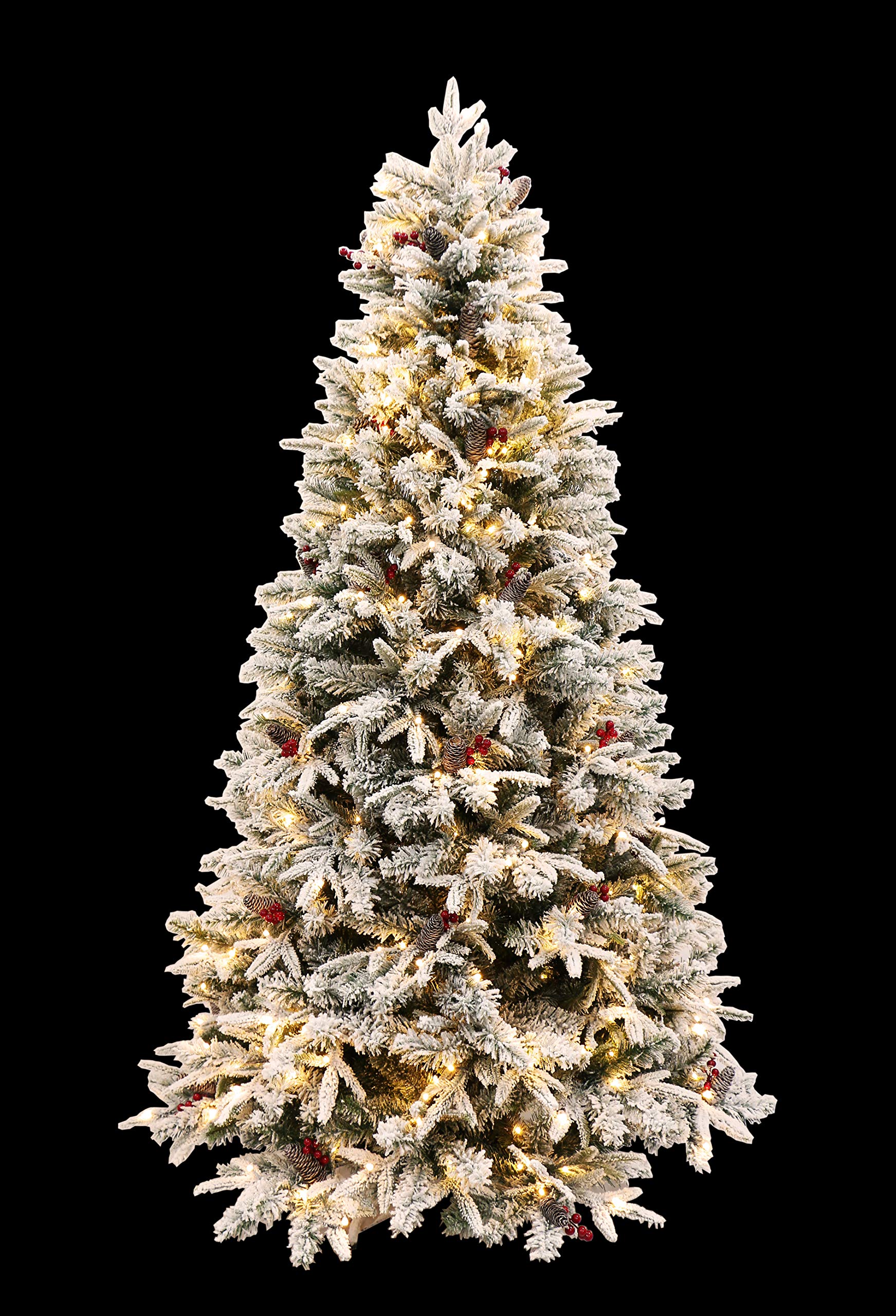 HOLIDAY STUFF 6 Foot Pre lit Light Flocked Balsam Fir christmas Tree (6 ft Pre-lit)