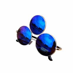 Trippy Lights Third Eye Sunglasses Reflective Mirrored Dark Blue Lens