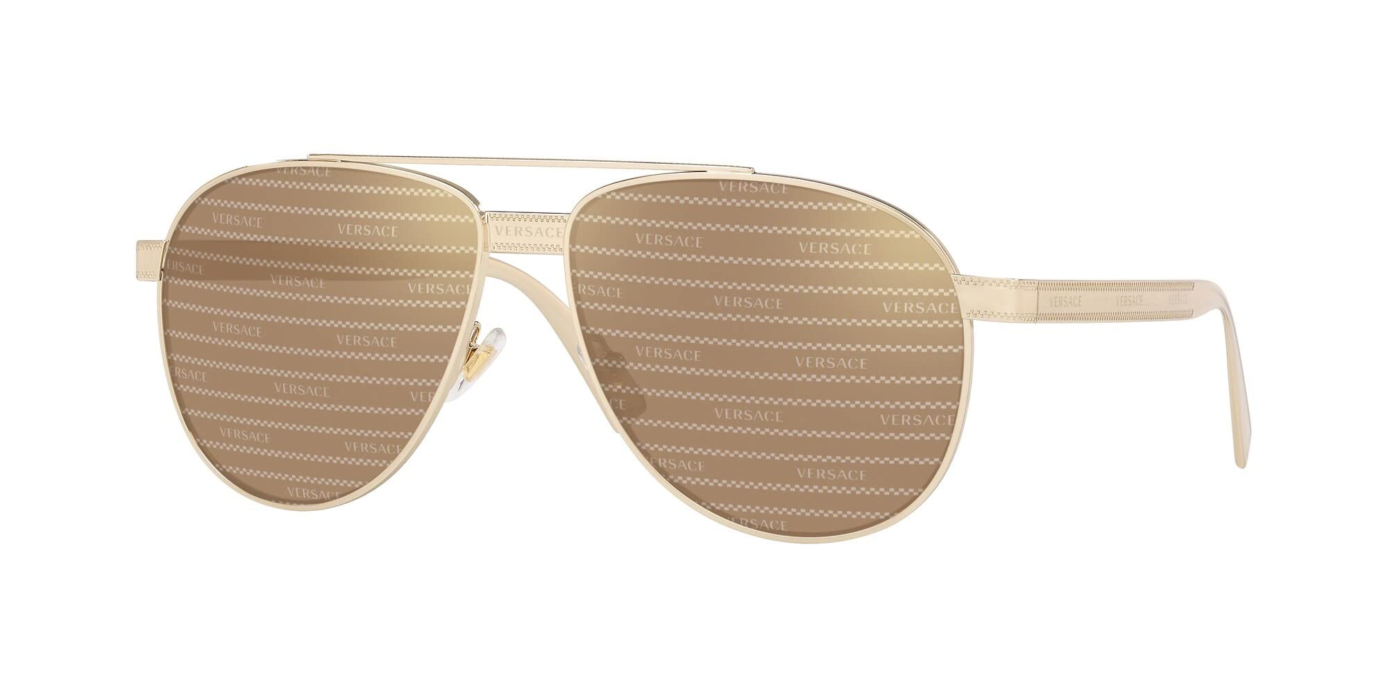 Versace Brown Tampo Versace Silver Gold Pilot Men's Sunglasses VE2209 1252V3 58