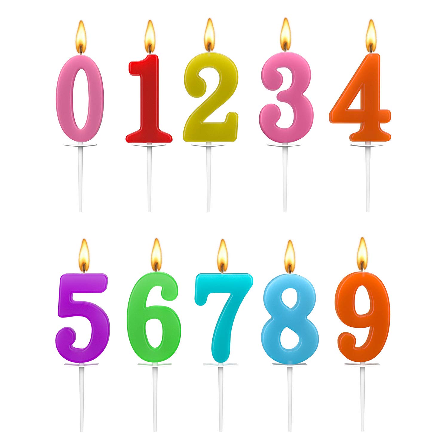 BEAN LIEVE Beanlieve 10-Pieces Numeral Birthday candles - cake Numeral candles Number 0-9 glitter cake Topper Decoration for Birthday,Weddi