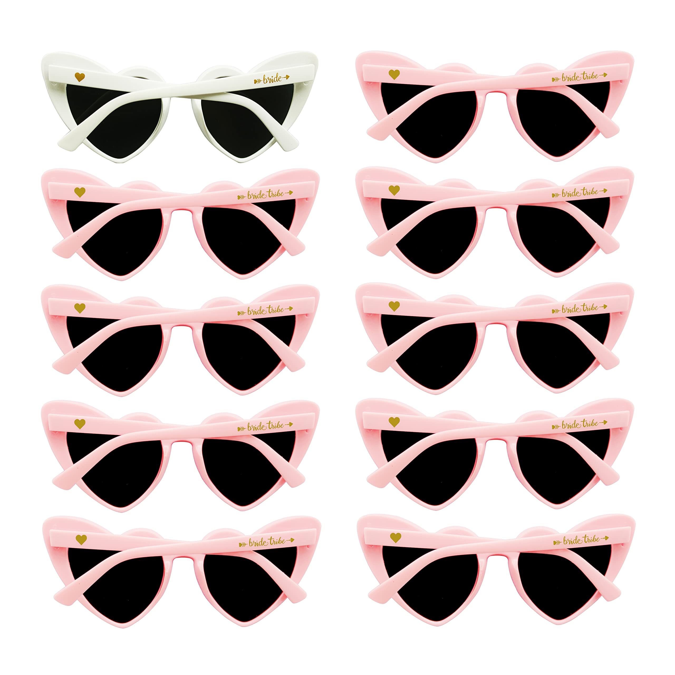LADY&HOME 10pcs Heart Shaped Bachelorette Party Sunglasses Bridal Shower Favors Supplies Weddings Sunglasses(Pink)