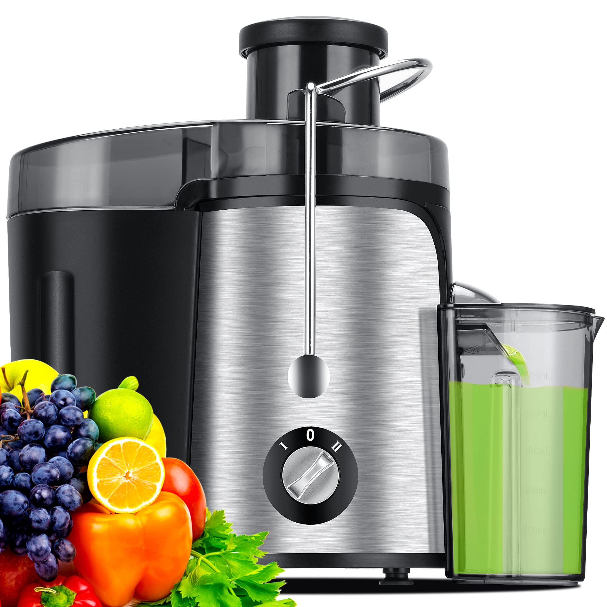 ZNOAV Juicer Machine, 600W Juicer with 35A Big Mouth for Whole Fruits and Veg, Juice Extractor with 3 Speeds, BPA Free, Easy to clean