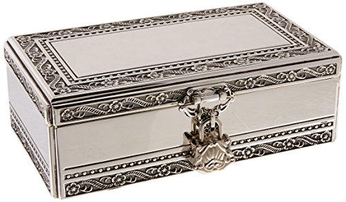 Elegant USA Elegance Antique Silver Jewelry Box with Jeweled Lock