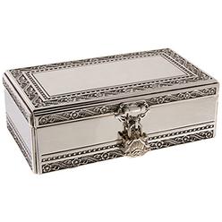 Elegant USA Elegance Antique Silver Jewelry Box with Jeweled Lock