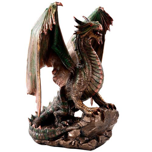 Pacific Giftware Bronzite Dragon Standing on Rock Statue Collectible Figurine 9 Inch