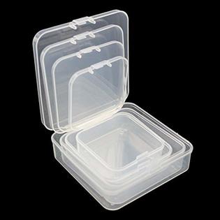 LJY 32 Pieces Mixed Sizes Square Empty Mini Plastic Storage Containers Box  Case with Lids for