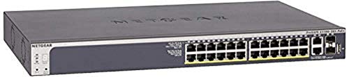 NETGEAR 28-Port PoE Gigabit/10G Stackable Smart Switch (GS728TXP) - Managed, with 24 x PoE+ @ 195W, 2 x 10G Copper and 2