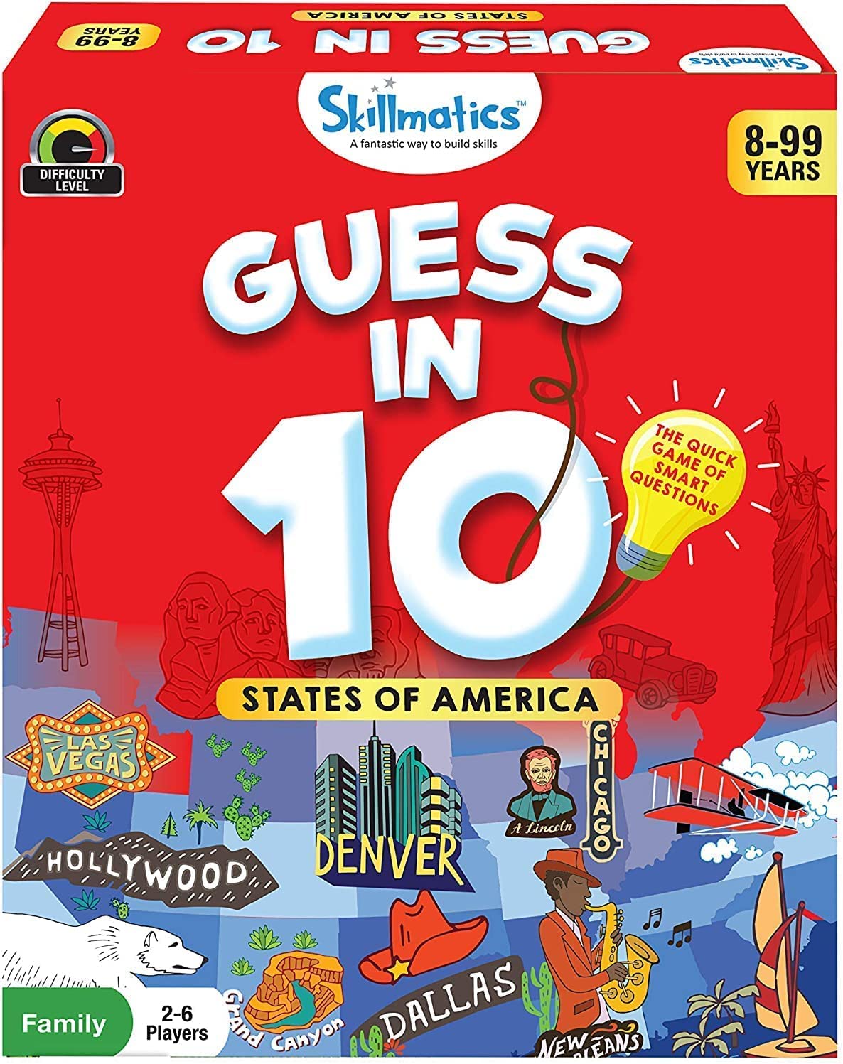Skillmatics card game : guess in 10 States of America gifts for 8 Year Olds and Up Quick game of Smart Questions Super Fun fo