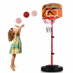 AugToy toddler basketball hoop stand adjustable height 2.5 ft -6.2 ft mini indoor basketball goal toy with ball pump for kids boys g