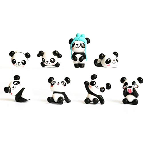 Yeooyoor Panda Doll Mini Panda Toy Panda Cake Decoration Cute Panda Birthday Party Decorations (8 Pieces/1 Set)