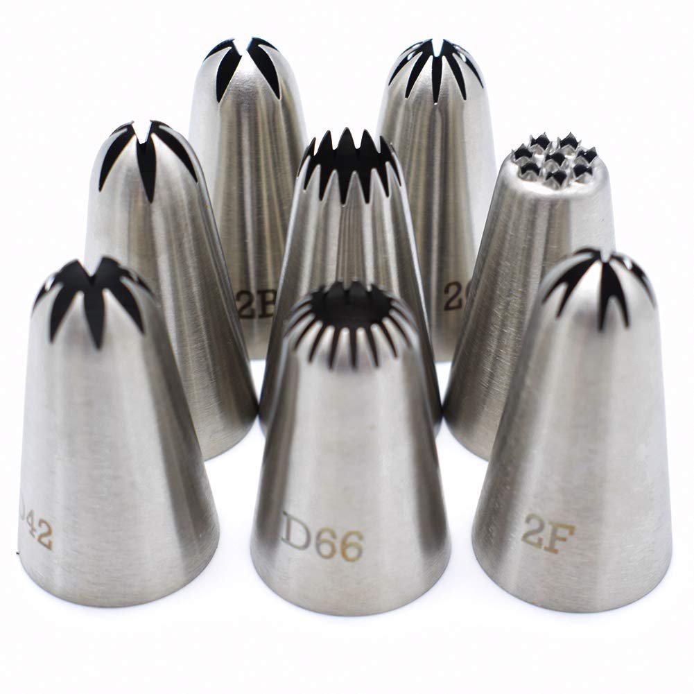N-A 8 Pack Large Piping Tips, Seamless Stainless Steel Icing Piping Nozzle Tip Set, cake Decorating Tools for Baker