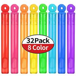 JASNKKONT 32-Piece 8 Colors Mini Bubble Wands Assortment Party Favors Toys for Kids Child, Christmas Celebration,Thanksgiving New Year, Th