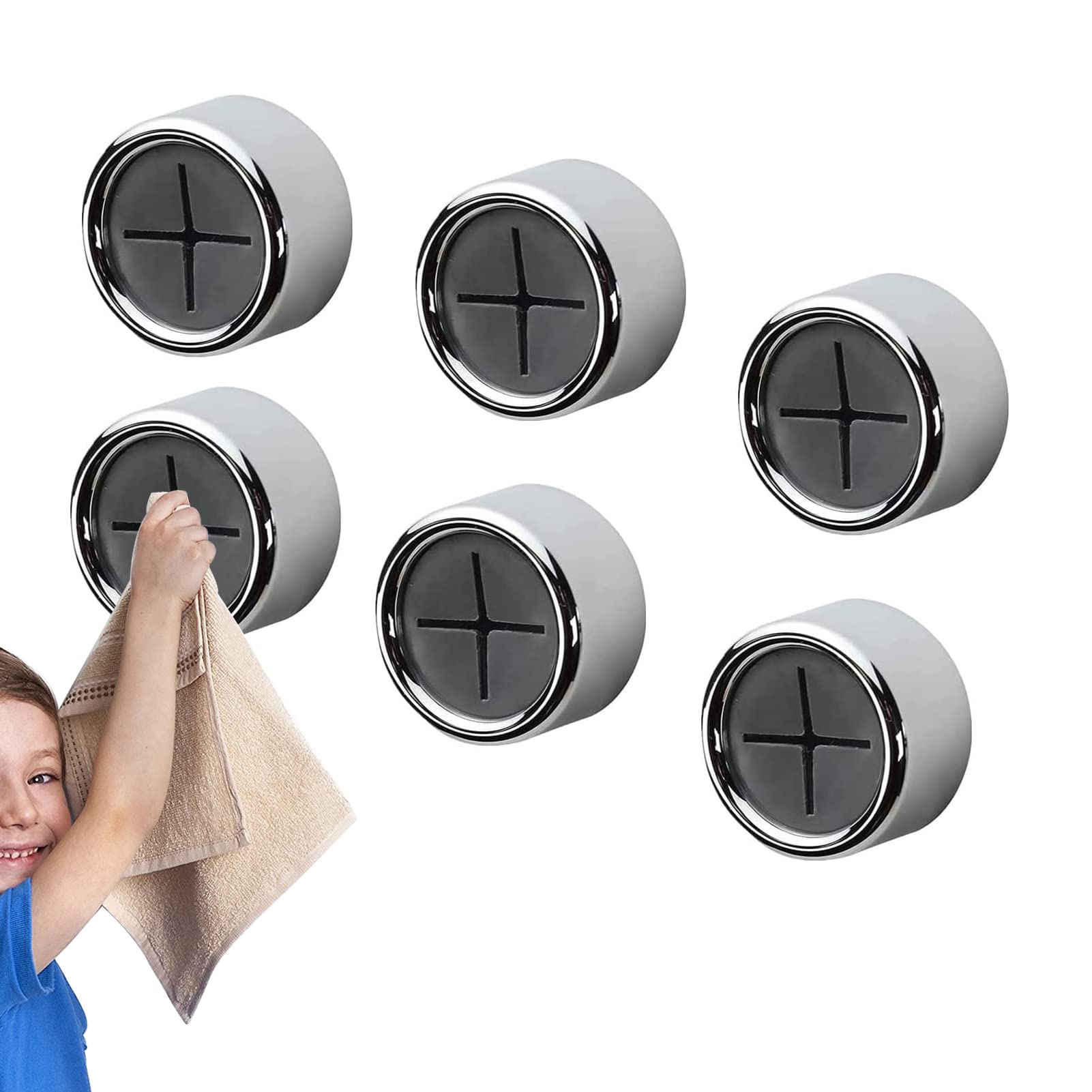 6 PcS Tea Towel Holder, BetterJonny Round SelfAdhesive Towel Hooks Tea Towel clips Premium Wall