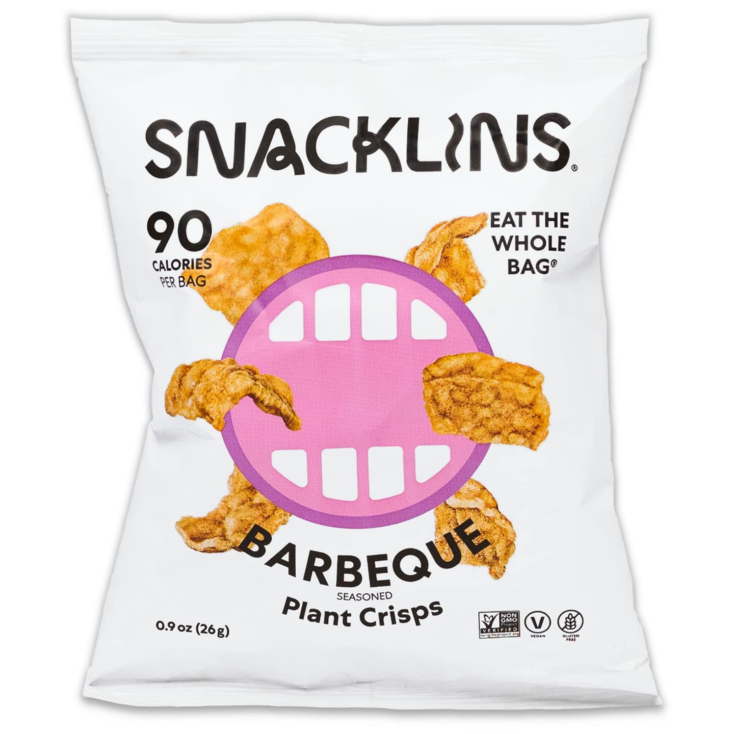 SNAcKLINS Plant Based crisps, Low calorie Snacks, Vegan, gluten-Free, grain-Free, Healthy, crunchy, Puffed Snack - Barbeque, 09o