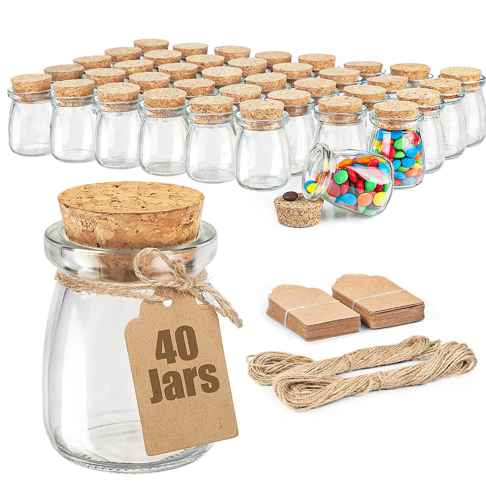 Ritayedet 40 Pack glass Favor Jars with cork Lid, 34 oz Small glass Bottles  for Wedding Favor, Baby Shower, Party Favor, gift Ja