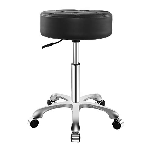 Ainilaily Rolling Adjustable Stool for Work Medical Tattoo Salon Office,Heavy Duty Esthetician Hydraulic chair Stool with Wheels (Black)